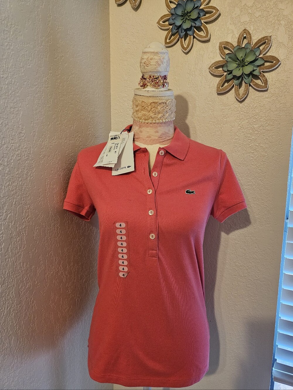 Lacoste Coral Pink Short-Sleeve Button Polo